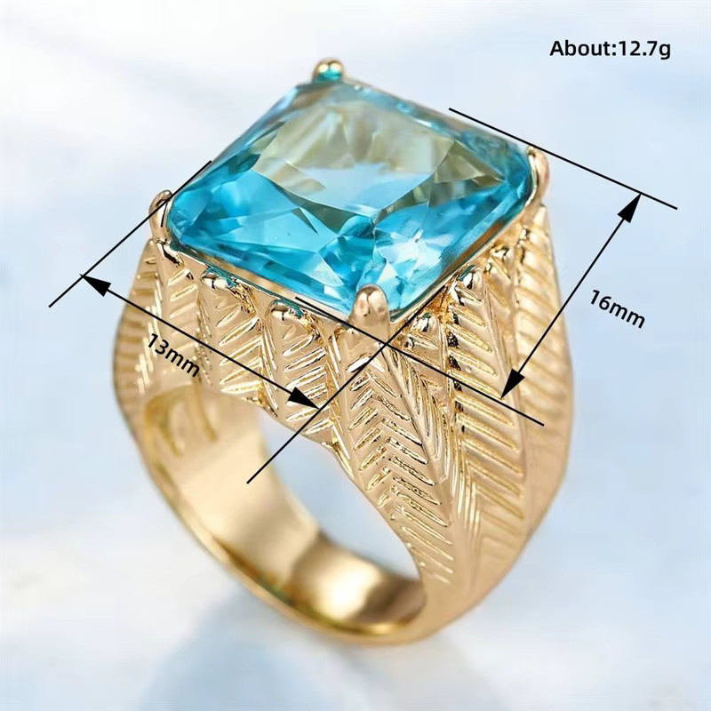 Huitan Ring, blauem Zirkonia, goldfarben, Damen - Bild 2