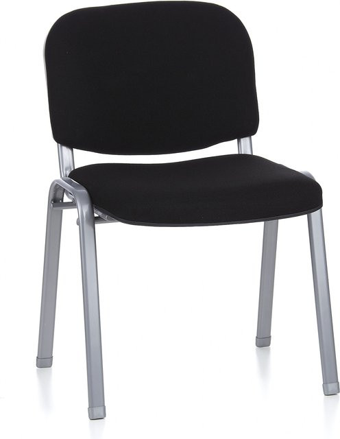 hjh OFFICE Vierfußstuhl XT 600 S in Schwarz und Silber mit Stoffbezug und Stapelfunktion - Bild 1