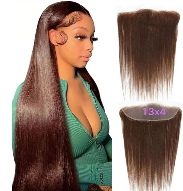 Baierte Lace Frontal Closure, Echthaar, schokoladenbraun, transparent - Bild 1