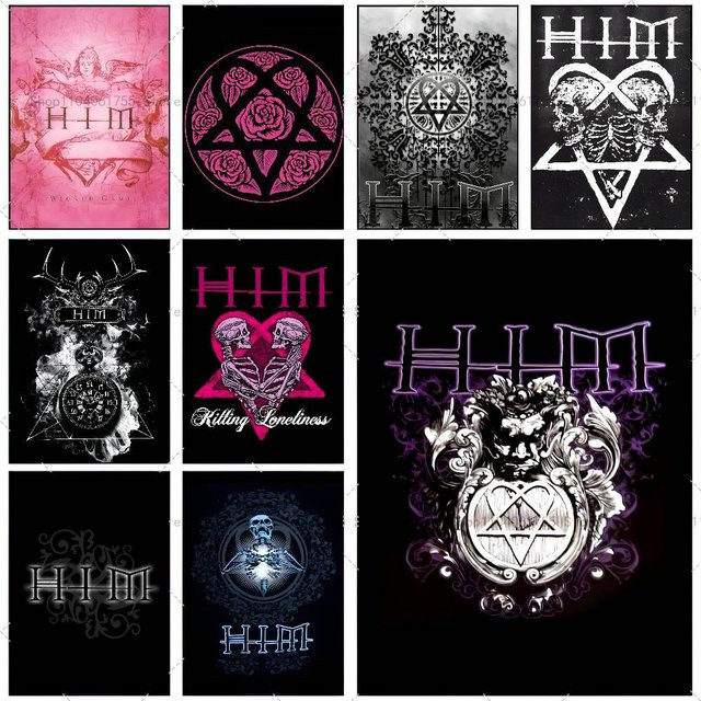 Rock Band H-HIM Poster, selbstklebender und wasserfester Kunstdruck als Wanddekoration in Mehrfarbig, B/H: 15,0 x 10,0 cm - Bild 1