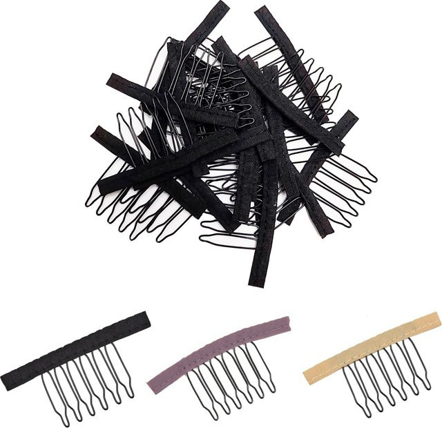 30 Stück Perücke Kamm Clips, Edelstahl, 5 Zähne, mit Gummi - Bild 1