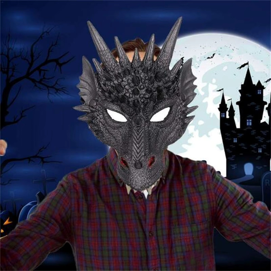 Eillysevens Diy Cosplay Maske, 3d Tier Maske Drache, Grau - Bild 2