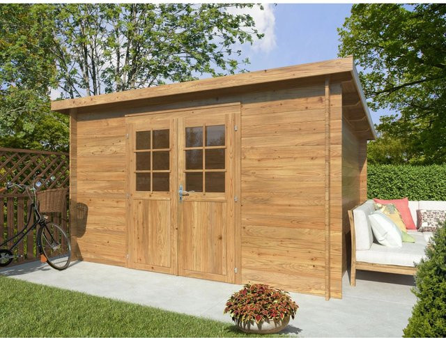 Palmako Gartenhaus Alice aus Fichtenholz in Braun mit Pultdach, B/T/H: 338 x 276 x 215 cm - Bild 1