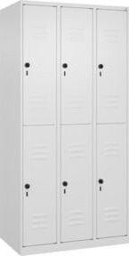 C+P Doppelstock-Spind Classic PLUS mit 3 Abteilen, Weiß, H x B x T: 185 x 90 x 50 cm - Bild 1