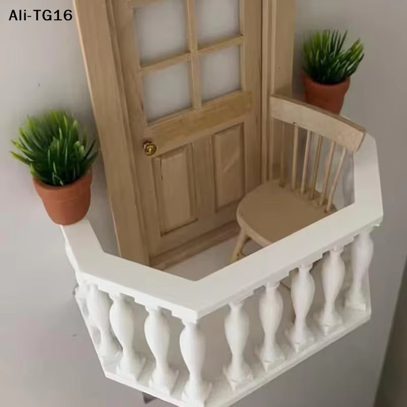 JETTING Puppenhaus-Miniaturbalkon mit Geländer, Zubehör, Weiß, Kunststoff - Bild 3