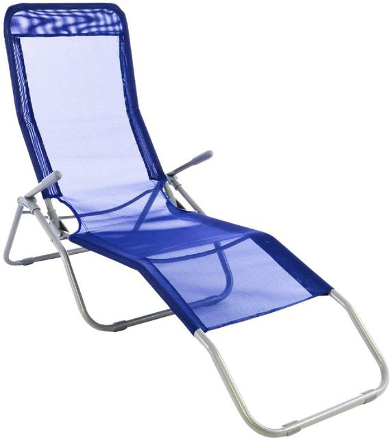 VCM Gartenliege Blau mit Textilene-Bespannung und Stahlrohrgestell, B/H/L: 48 x 100 x 160 cm - Bild 1