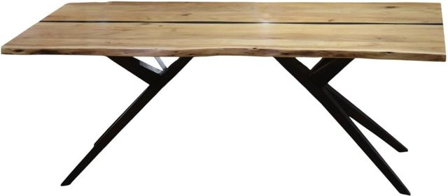 Mömax Esstisch Gregor rechteckig aus Akazie und Metall in Schwarz/Akaziefarben B/T/H: 175 x 90 x 80 cm - Bild 1