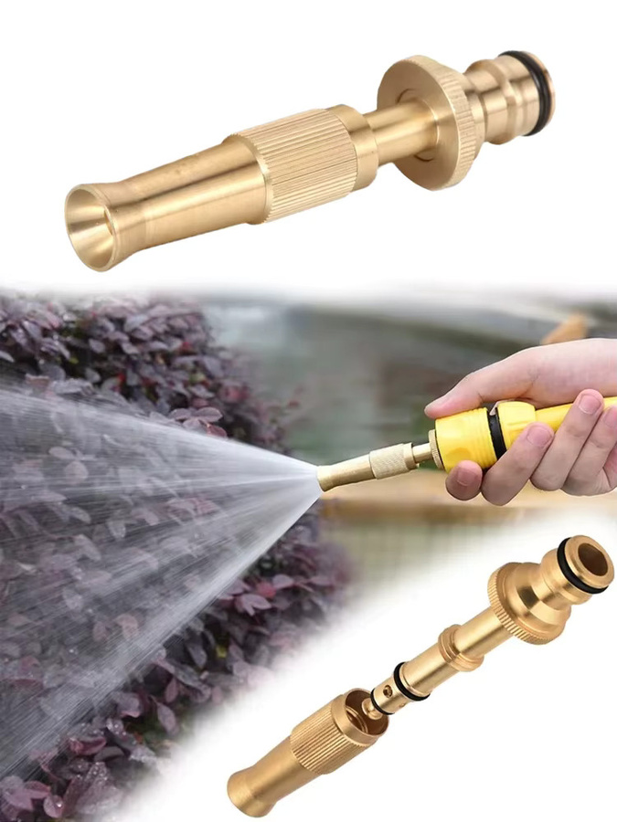 Hochdruck-Wasserpistole mit verstellbarer Messingdüse in Gold für Autowäsche, Gartenbewässerung und Terrassenreinigung - Bild 6