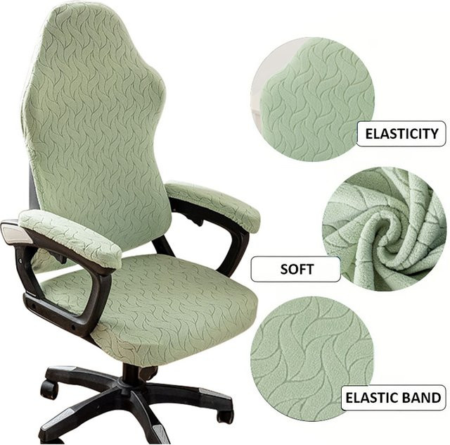 4-teiliges Set WANERQU Gaming-Bürostuhlbezüge aus elastischem Jacquard in Grün - Bild 1