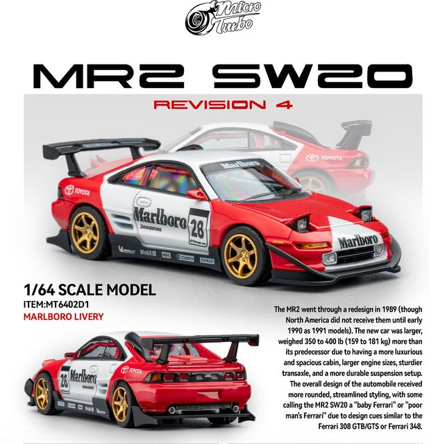 Micro Turbo MR2 SW20 Revision 4, Druckguss-Diorama-Automodell, 1:64 - Bild 1