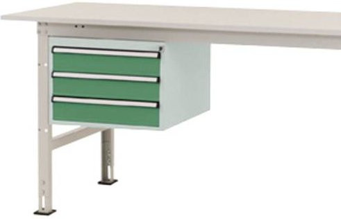 Manuflex PACKPOOL Gehäuse-Unterbau AS0004.6011 in Stahl mit 3 Schubfächern, Farbe: grün/mehrfarbig, Nutzhöhe: 300 mm, für Tischtiefe: 800 mm - Bild 1