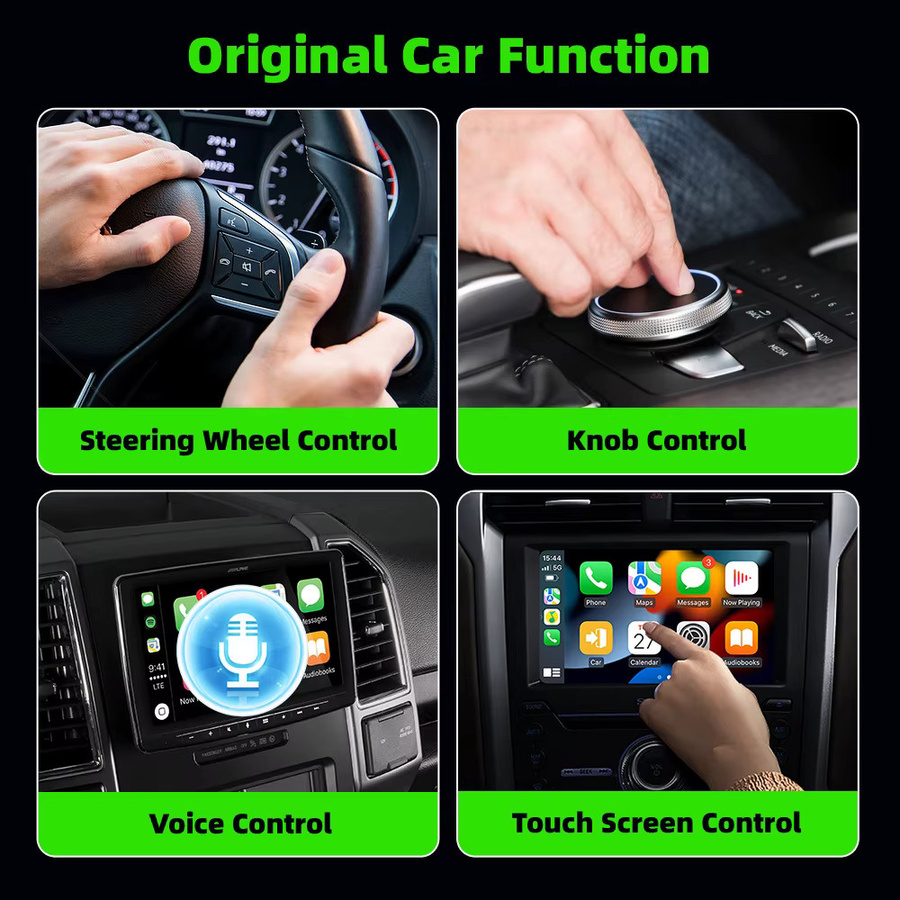 uhulamb 4-in-1 Bluetooth CarPlay Adapter Schwarz für kabellose Bildschirmspiegelung im Autoradio mit Plug & Play für kabelgebundene CarPlay-Fahrzeuge - Bild 4