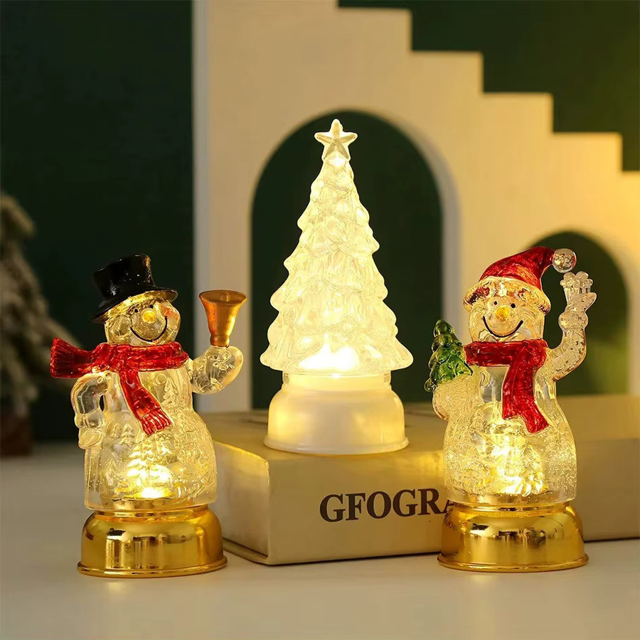 Niedliches Weihnachts-Schneemann-Nachtlicht als Tischdekoration in Multicolour mit Batteriebetrieb - Bild 3