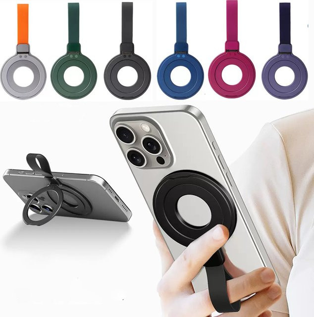 ZHUOHUAN Magnetischer Handyhalter mit Ringständer und Fingerriemen für MagSafe in Blau – Tischhalterung für iPhone 17, 16, 15, 14, 13 Pro Max - Bild 1