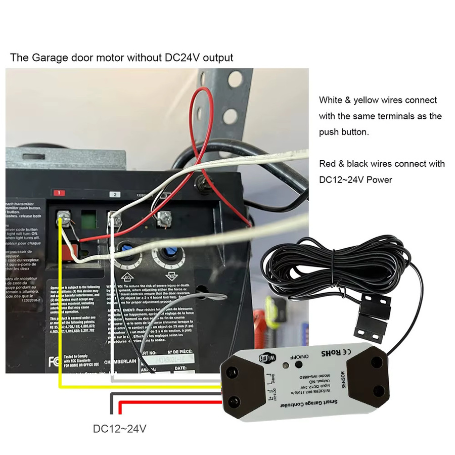 Scimagic-RC Tuya Smart WiFi Garagentoröffner mit 12V/24V DC Motorsteuerung, Timer und Echtzeit-Statusalarm, kompatibel mit Alexa und Google Home - Bild 5