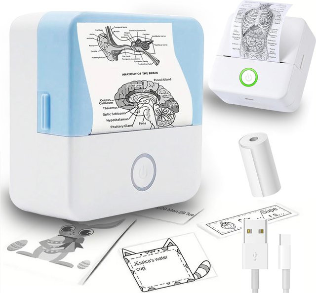 Tragbarer Mini-HD-Thermodrucker von gotoogo in Weiß, tintenloser Bluetooth-Drucker für Etiketten und Notizen - Bild 1