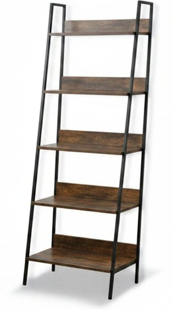 Relaxdays Standregal im Vintage-Design mit 5 Ablagen aus MDF und Eisen, Farbe Braun, H x B x T: 170 x 60 x 30 cm - Bild 1