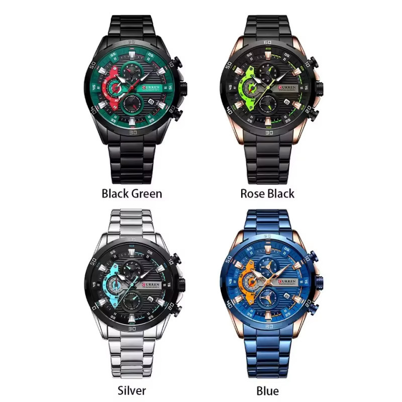 CURREN Chronograph Armbanduhr Edelstahl, Quarz, Silber, Herren - Bild 5