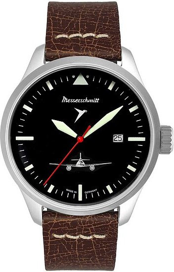Messerschmitt Fliegeruhr, Quarz, Edelstahl, Leder, Herren, 47 mm - Bild 1