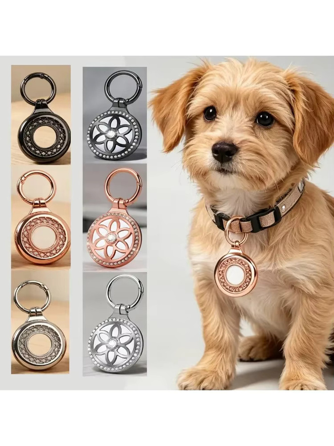 Apple AirTag Metall Schutzhülle mit Hohlraum- und Diamant-Design für Haustierhalsbänder, Taschen und Schlüsselanhänger - Bild 4