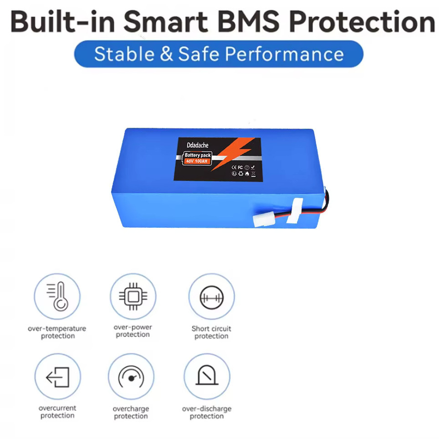 Ddadache 13S5P Lithium-Ionen-Akku 48 V 100 Ah mit intelligentem BMS für elektrische Maschinen von 500 bis 1000 W inklusive Ladegerät, Blau - Bild 3