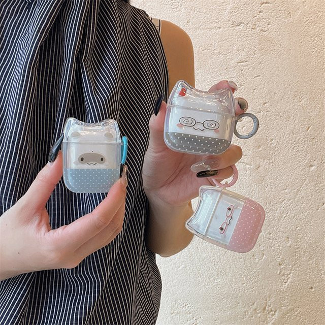 Transparente 3D-Welpen-Kopfhörerhülle aus TPU mit Haken für Apple AirPods 1/2/3/4/Pro/Pro 2 im Cartoon-Design - Bild 1