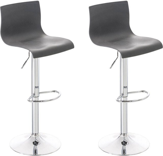 TPFLiving 2er Set Barhocker Hope in Grau mit Chromoptik Metallgestell und Kunststoff-Sitzfläche - Bild 1