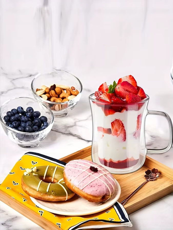 KEMORELA Cappuccino Doppelwandglas aus Borosilikatglas mit Griff, transparent, 220 ml oder 420 ml - Bild 5
