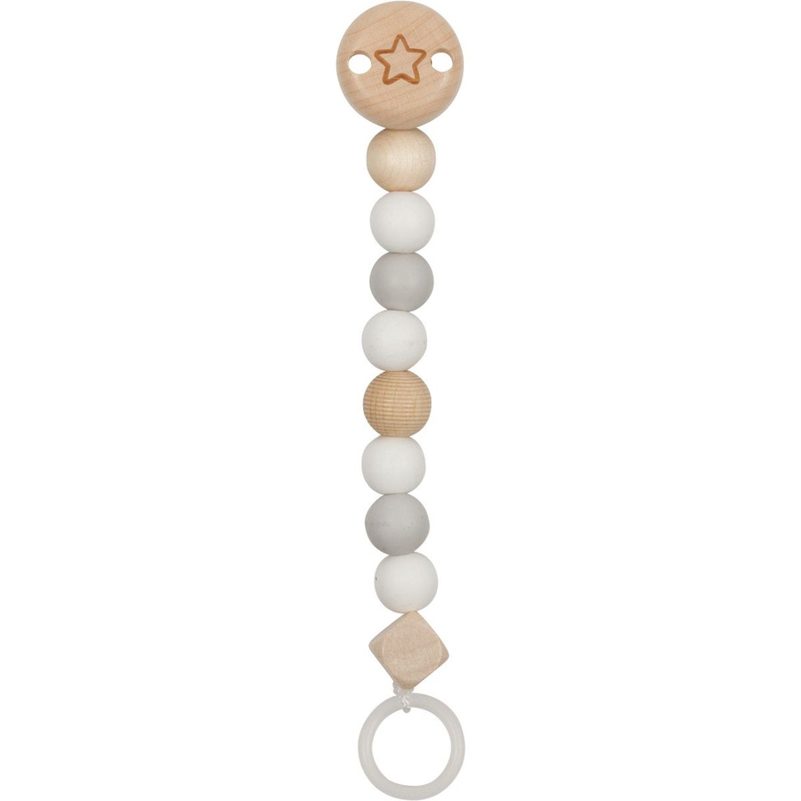 Goki Schnullerkette mit Silikonperlen und Holz aus Grau und Beige - Bild 1