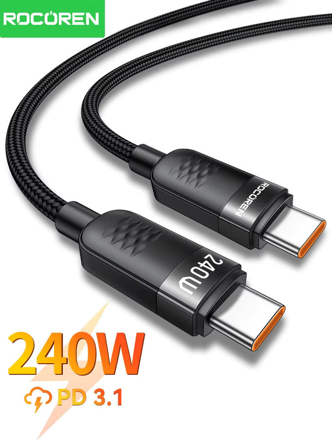 Rocoren USB-C zu USB-C Datenkabel 240 W PD3.1 Schnellladekabel Schwarz - Bild 6