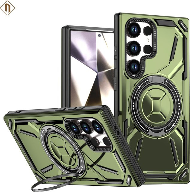 Magnetische 360 Grad drehbare Ringständer Schutzhülle für Samsung Galaxy S26 S25 S24 S23 S22 Ultra Plus in Purple und Green mit Vier-Ecken-Stoßschutz - Bild 1