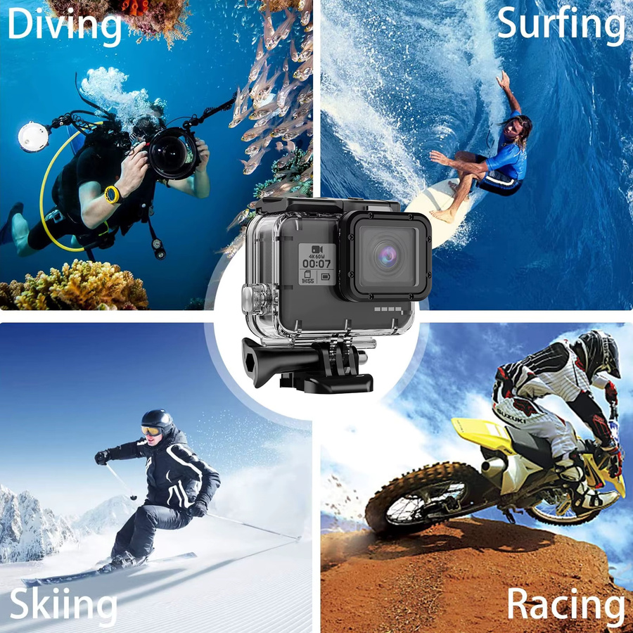 Wasserdichtes GoPro 8 Tauchgehäuse mit Filter in Schwarz und Transparent für Unterwasser-Aufnahmen - Bild 5