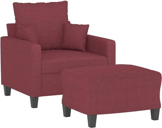 vidaXL Sessel mit Hocker in Weinrot, moderner Relaxsessel aus Stoff mit Armlehnen für dein Wohnzimmer - Bild 1