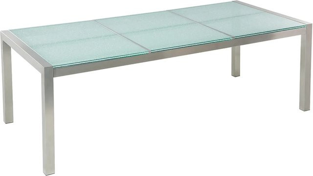 Beliani Gartentisch GROSSETO aus Glas und Edelstahl in Transparent und Silber, B/T/H: 220 x 100 x 74 cm - Bild 1