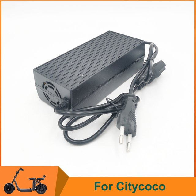 Citycoco Elektro-Roller Batterie Ladegerät Netzteil 60V 2A in Schwarz mit brasilianischem Standard und EU/US-Stecker - Bild 1