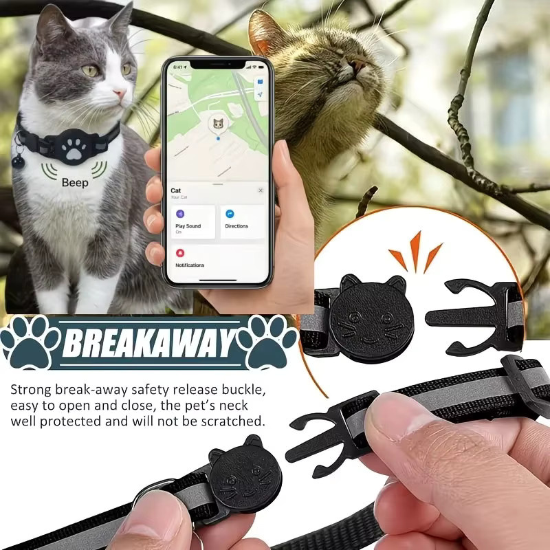 GPS-Tracker-Halsband-Set für Hunde und Katzen in Schwarz, kompatibel mit Apple Find My und iOS - Bild 3
