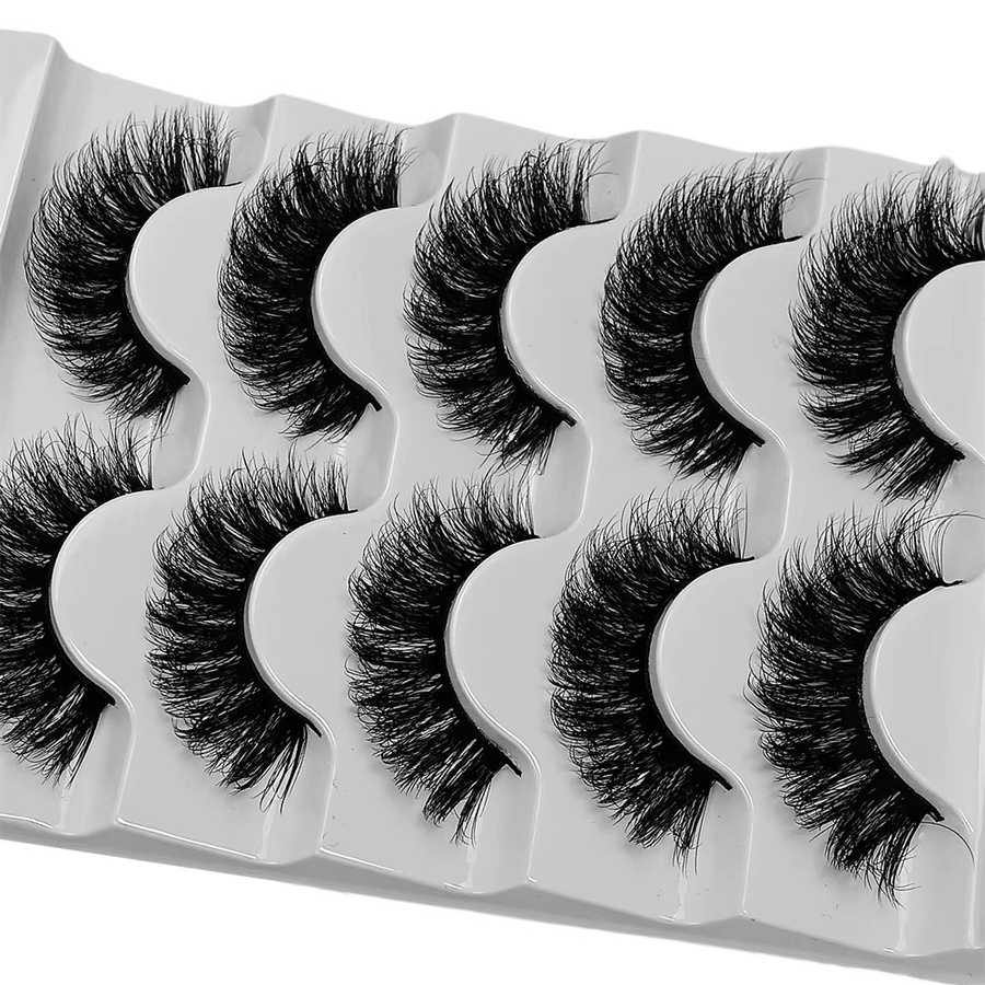 5 Paare Faux Nerz Streifenwimpern, Black, Unisex - Bild 6