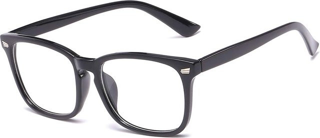 Blaulichtblockierende Brille, quadratisch, Vollrand, Kunststoff, schwarz, Krokodil - Bild 1