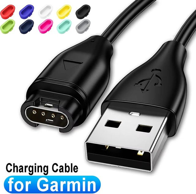 VORTNGLE USB-Ladekabel mit Staubschutz für Garmin Fenix 7 7S 7X 6 6S 6X 5 5X 5S Plus und Forerunner 945 935 245 255 in Schwarz - Bild 1