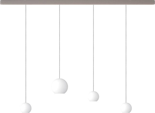 KOMOT KOS Quattro SL LED-Pendelleuchte-Schiene mit Tunable White (2200K - 4200K), Farbe: Nickel matt/Edelstahl/Weiß, Material: Edelstahl und mundgeblasenes Opalglas, Länge: 200 cm - Bild 1
