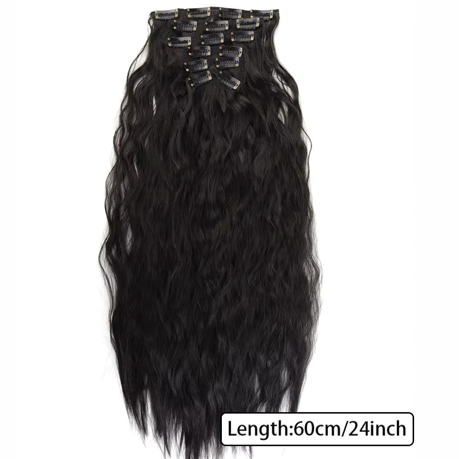 allaosify Clip-in-Haarverlängerungen, synthetisch, gewellt, 6 Stück/Set, Damen - Bild 4