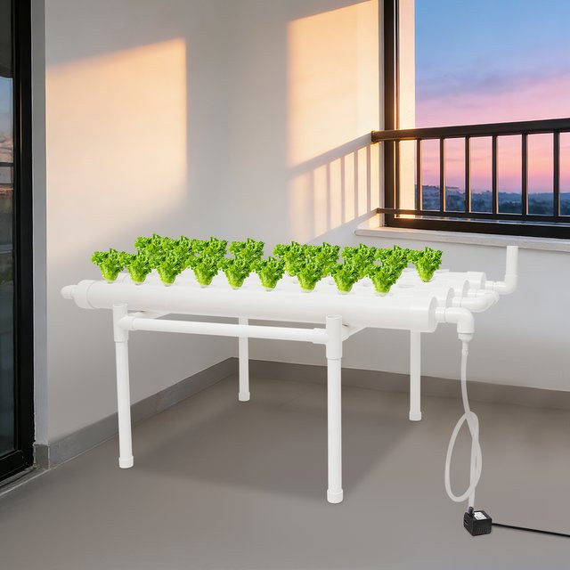 Bymaocar Vertikales Hydroponisches Anbausystem mit 36 Löchern für Indoor-Gemüse und Kräuter, Weiß, Höhe: 100 cm, Breite: 50 cm, Tiefe: 30 cm - Bild 1