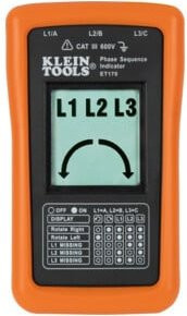 Klein Tools Phasenfolgemessgerät Drehfeldmesser bis 600 V AC CAT III in Orange - Bild 1