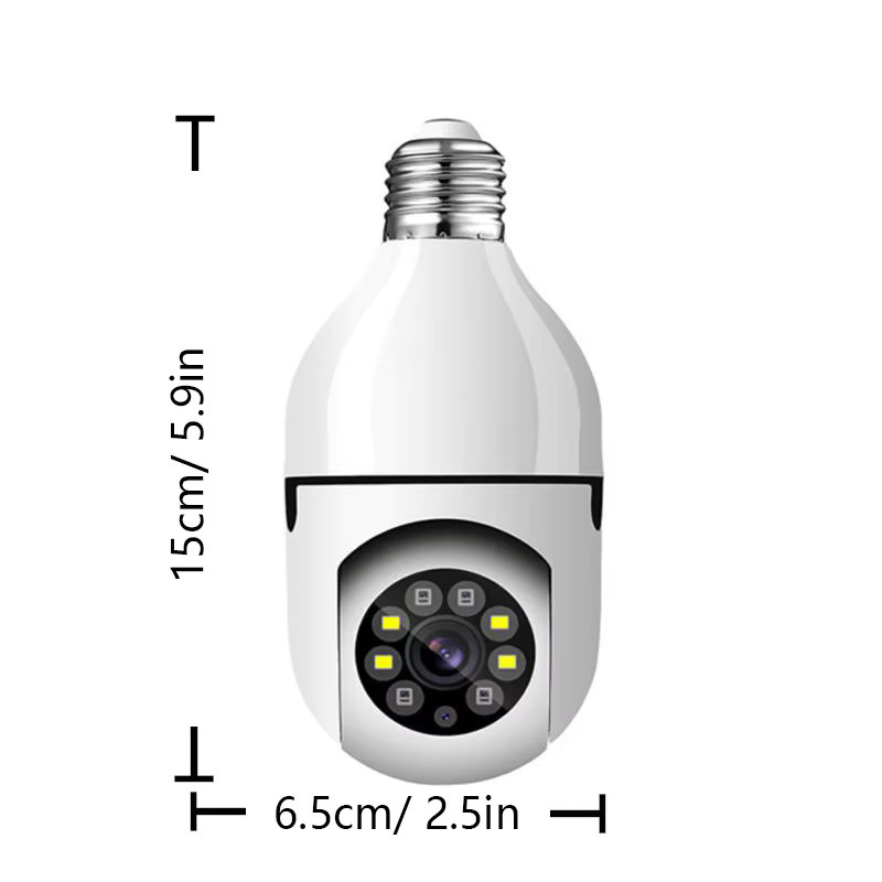 HD IP E27 WLAN Überwachungskamera mit Nachtsicht für dein Zuhause, Wireless Mini CCTV Sicherheitskamera in Weiß - Bild 3