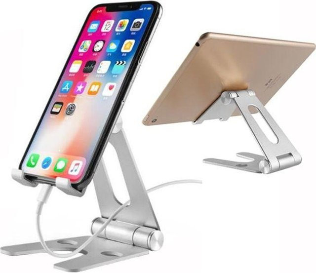 EF CONNECTION Handyhalterung Silber 2er Set verstellbar kompatibel mit iPhone, Huawei und Samsung - Bild 1