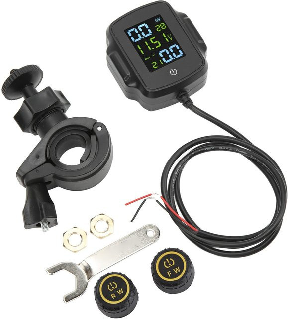CosyHome Reifendruckkontrollsystem für Motorräder mit 2 externen Sensoren und hochpräzisem Display in Grau/Schwarz mit USB-C-Ladefunktion - Bild 1