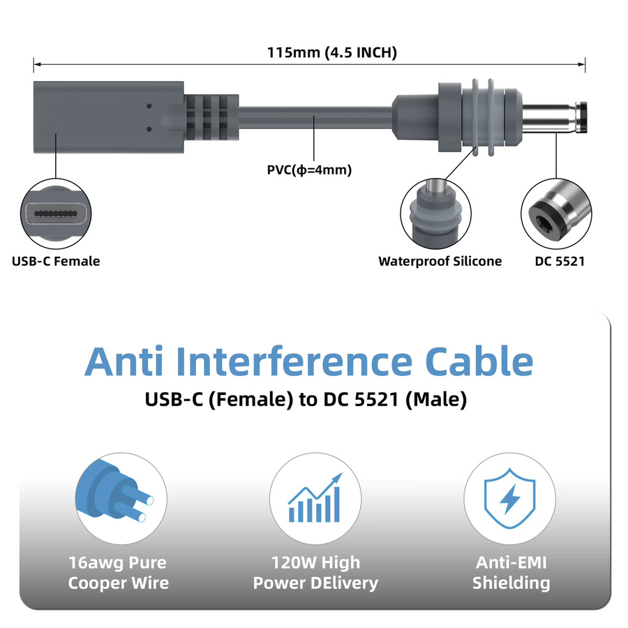 USB-C auf DC Power Adapter Kabel für Starlink Mini, wetterfestes Outdoor-Stromkabel - Bild 2