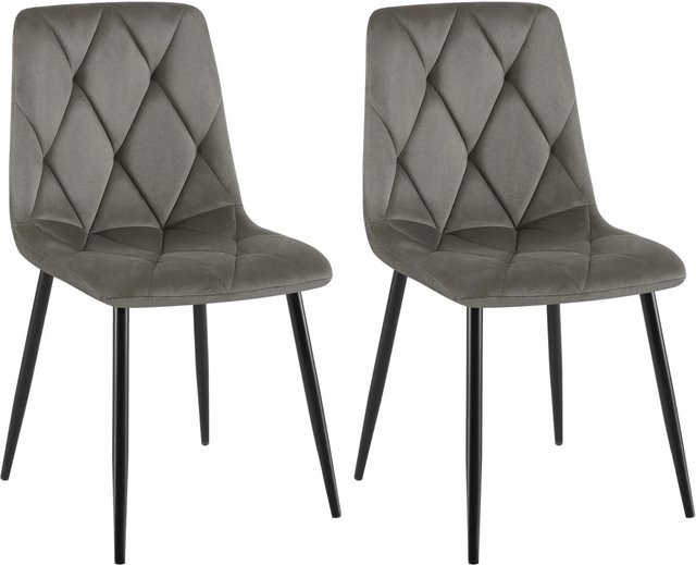 2er Set Esszimmerstühle DELUKE DOFAR aus Samt in Anthrazit mit Steppmuster, B/T/H: 45 x 55 x 85 cm - Bild 1