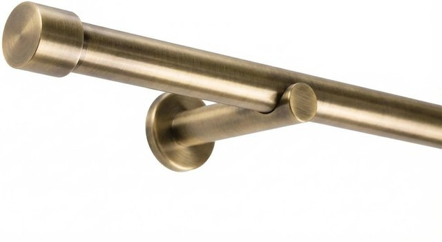 Deco-Raum Gardinenstange nach Maß 1-Lauf Kappe Ø 25mm Messing-antik Gold, Länge: 240 cm - Bild 1