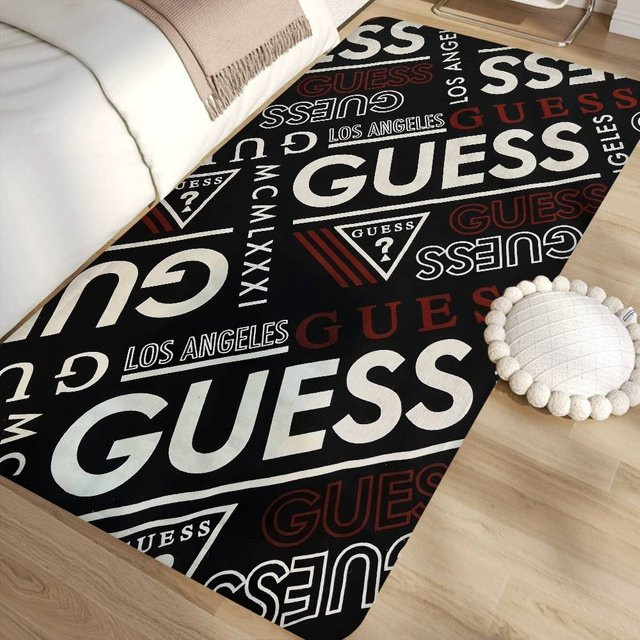 Modischer G-Guess Flurteppich in Schwarz mit abstraktem Design, rutschfeste rechteckige Matte für Wohnzimmer, Kinderzimmer, Balkon oder Waschküche - Bild 1